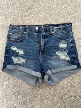 Garage Distressed High Rise Denim Shorts